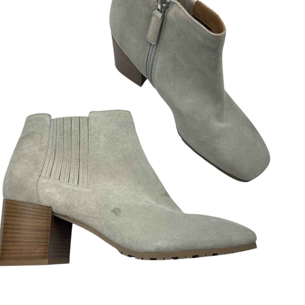 Aquatalia Grey Suede Leather Ankle Boots Womens 10 Booties Fall Classic Heeled